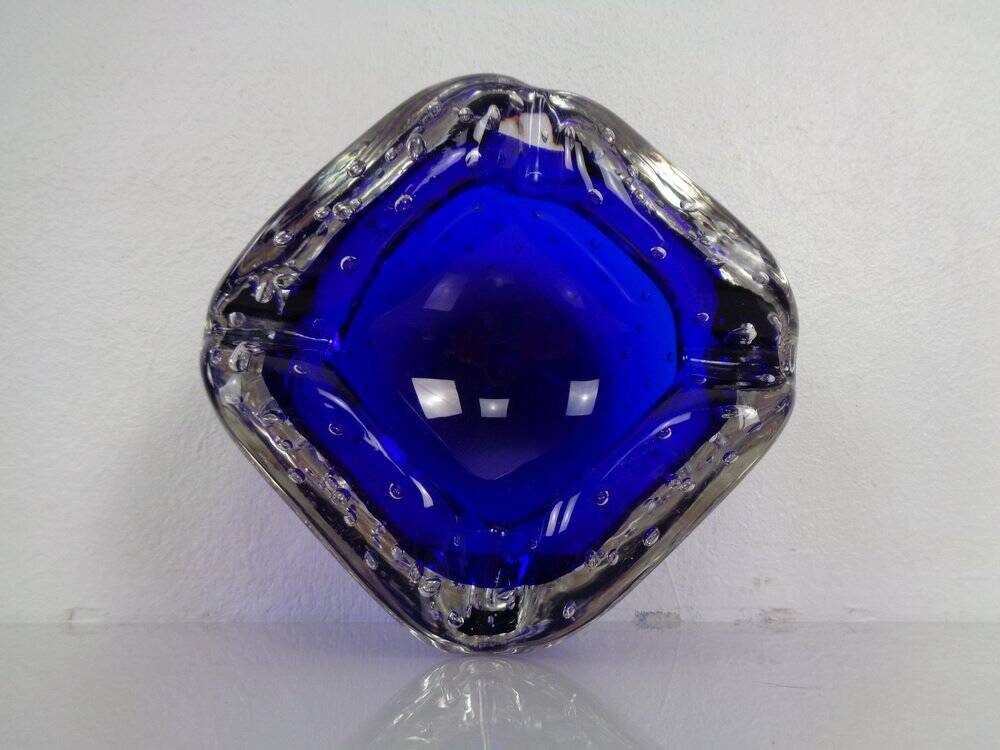 Blue Sommerso Murano Glass Ashtray, Italy, 1960s