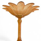 Art Nouveau Glass Compote Vase, Palm Tree Design, French, Early 20th-C