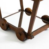 Beautiful, unique 1930s tea trolley bar cart made of solid oak wood