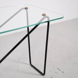 Table basse verre et acier années 50' forme libre