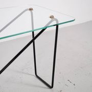 Table basse verre et acier années 50' forme libre