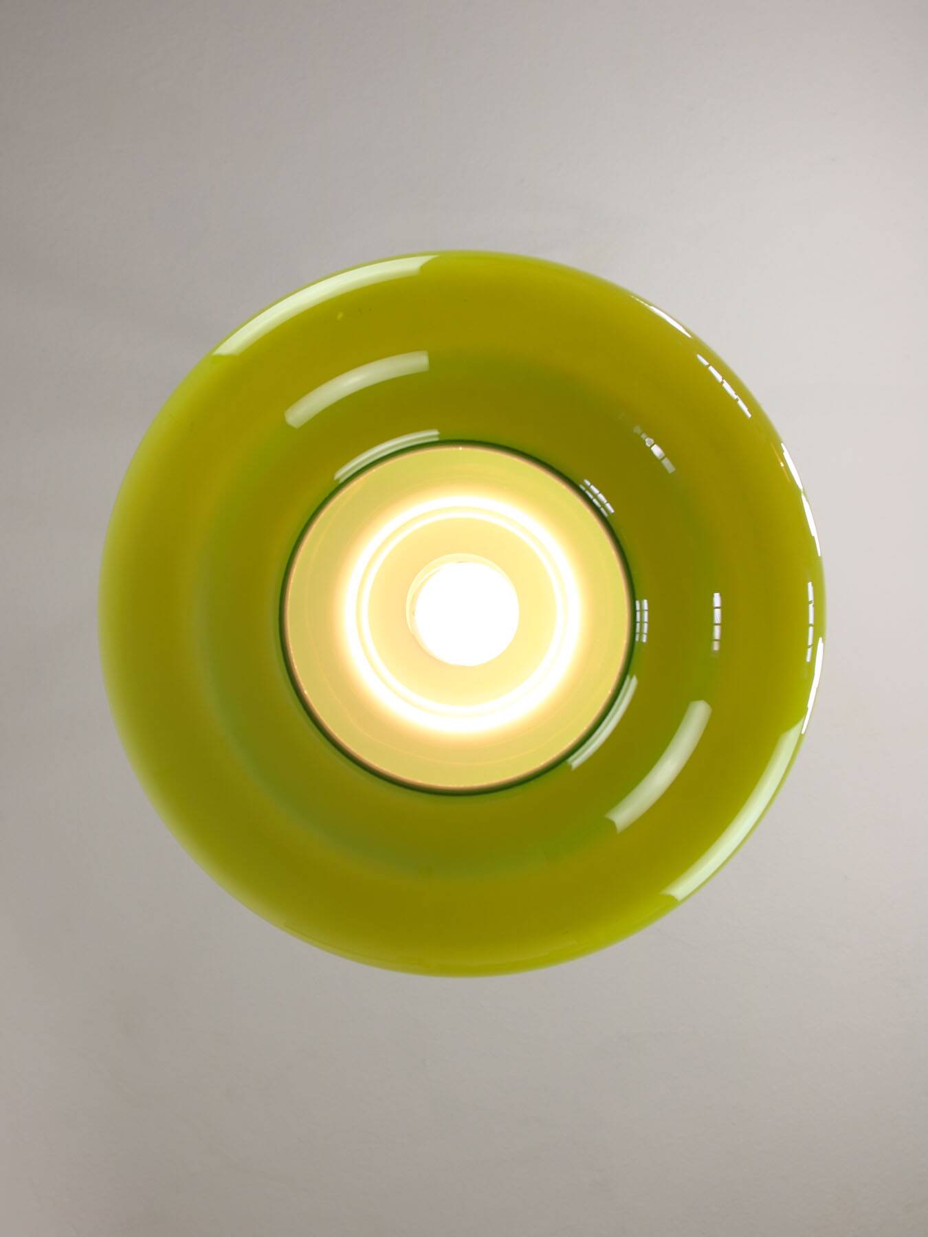 Mid-Century Italian Green Glass and Brass Pendant Lamp