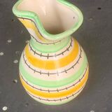 Green and yellow glazed ceramic vase, vintage pattern and design 1950/60