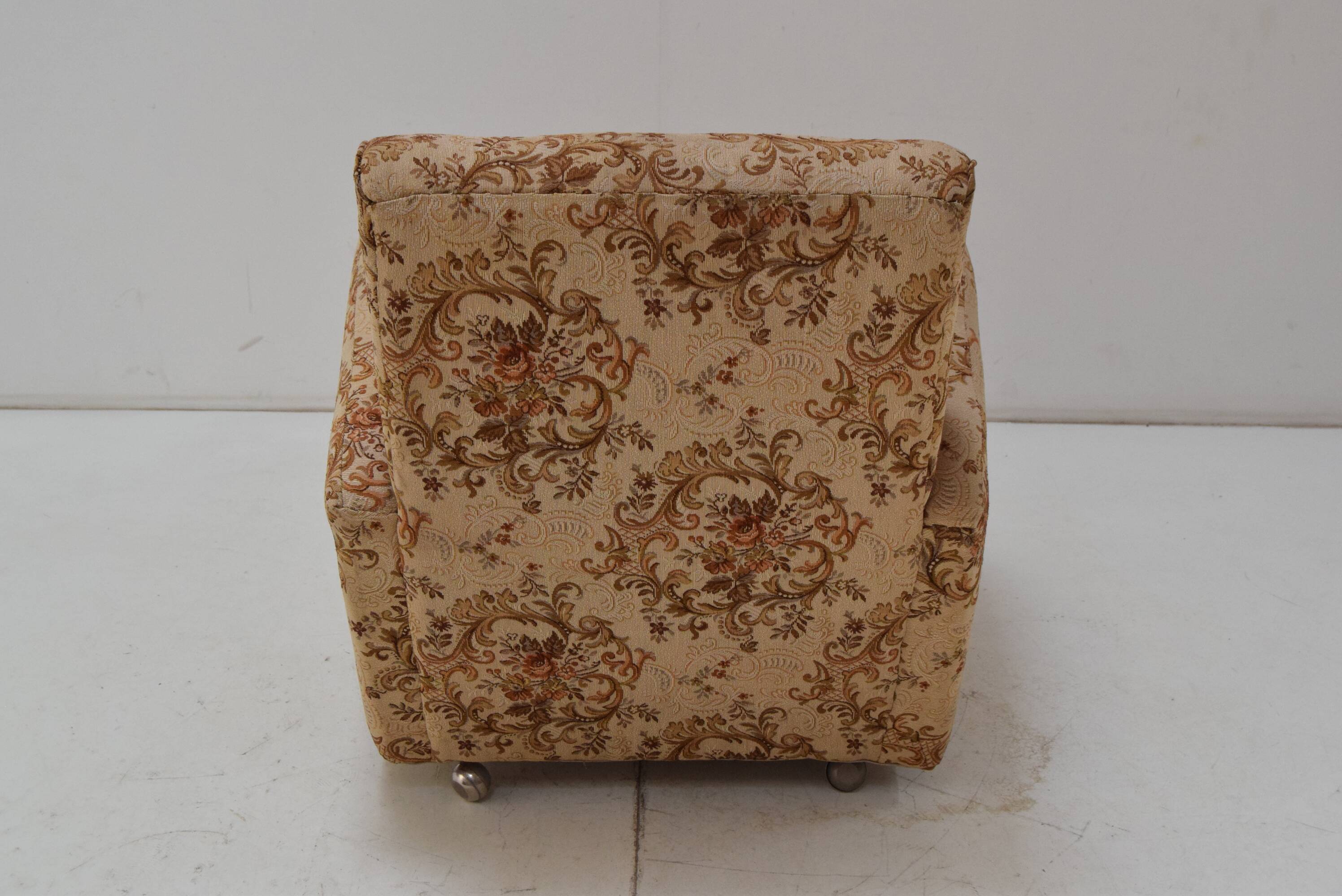 Vintage designed armchair with wheels, Czechoslovakia, 1950s.