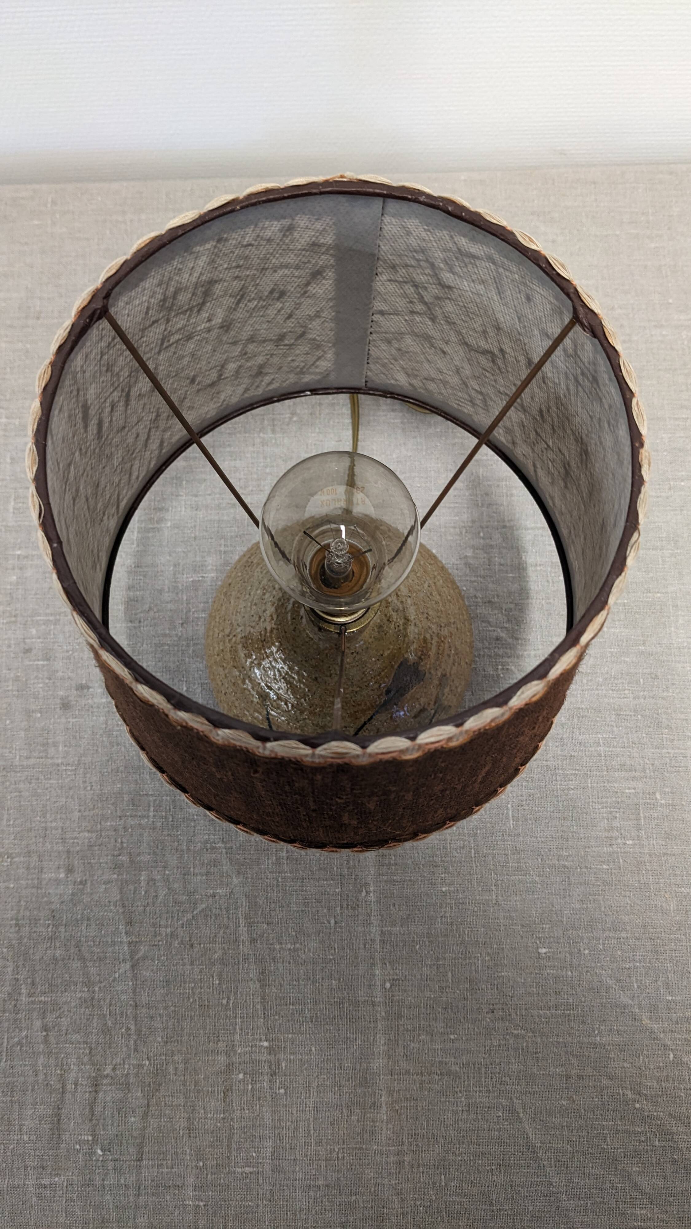 Vintage bedside lamp in glazed sandstone from the 50s/60s