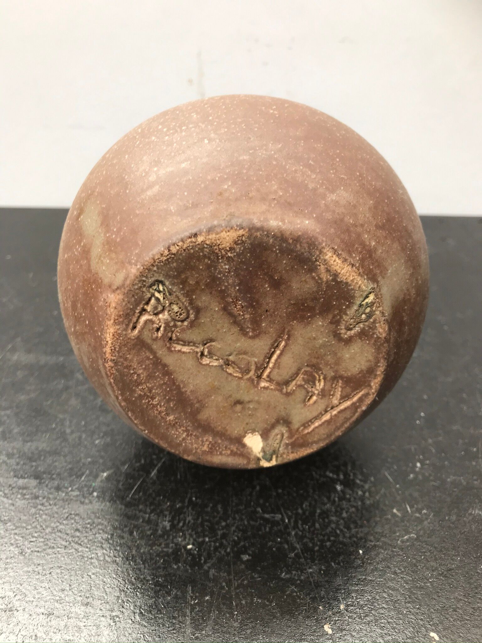 Former vase ball Accolay ceramics brown col corolle vintage