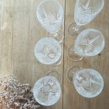 Chiseled crystal champagne flutes