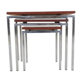 Rosewood and metal nesting tables, The Netherlands 1960's