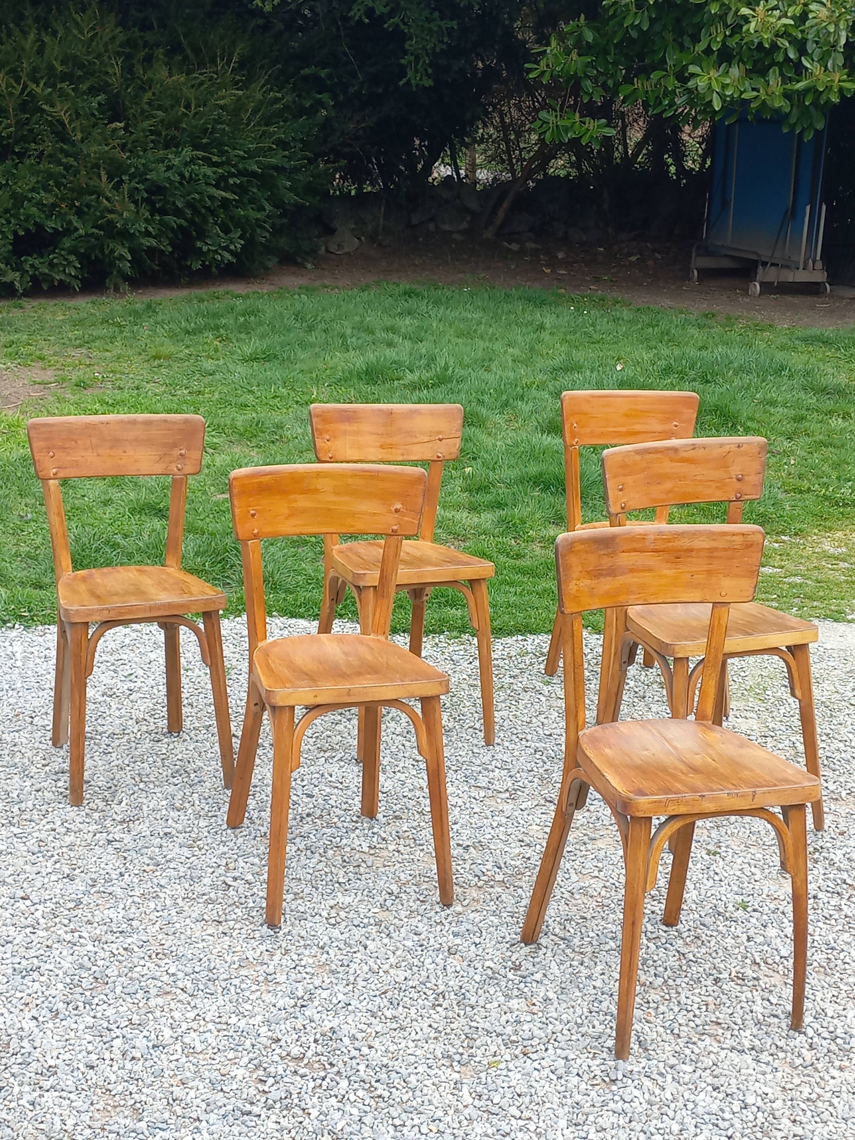 Set of 6 1950s bistro chairs