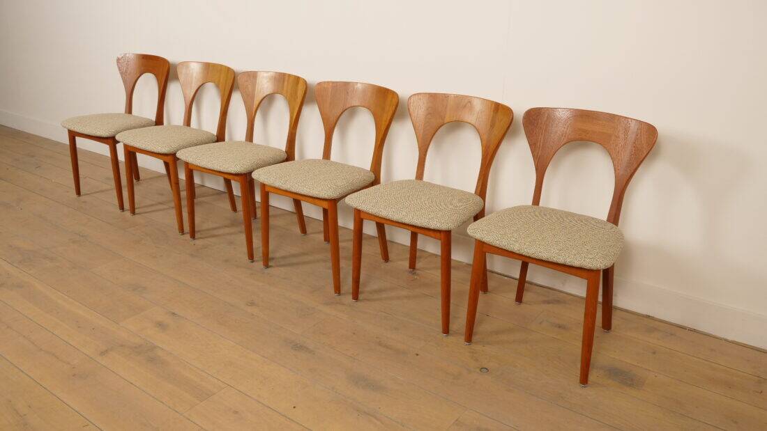 6 chaises de salle à manger | Koefoeds Hornslets | Niels Koefoed | Modèle Peter | Teck