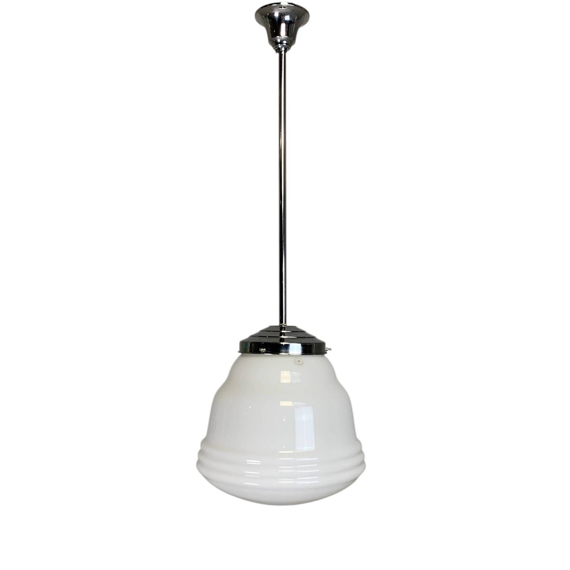 Art Deco suspension with opaline lampshade, Val St Lambert, 1930s