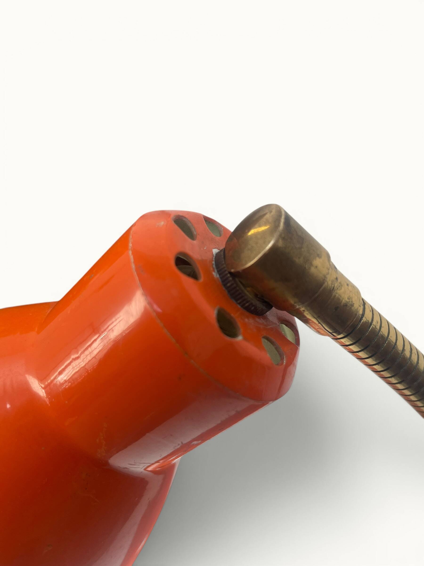 Orange gooseneck desk lamp — Aluminor, Nice, France — circa 60-70