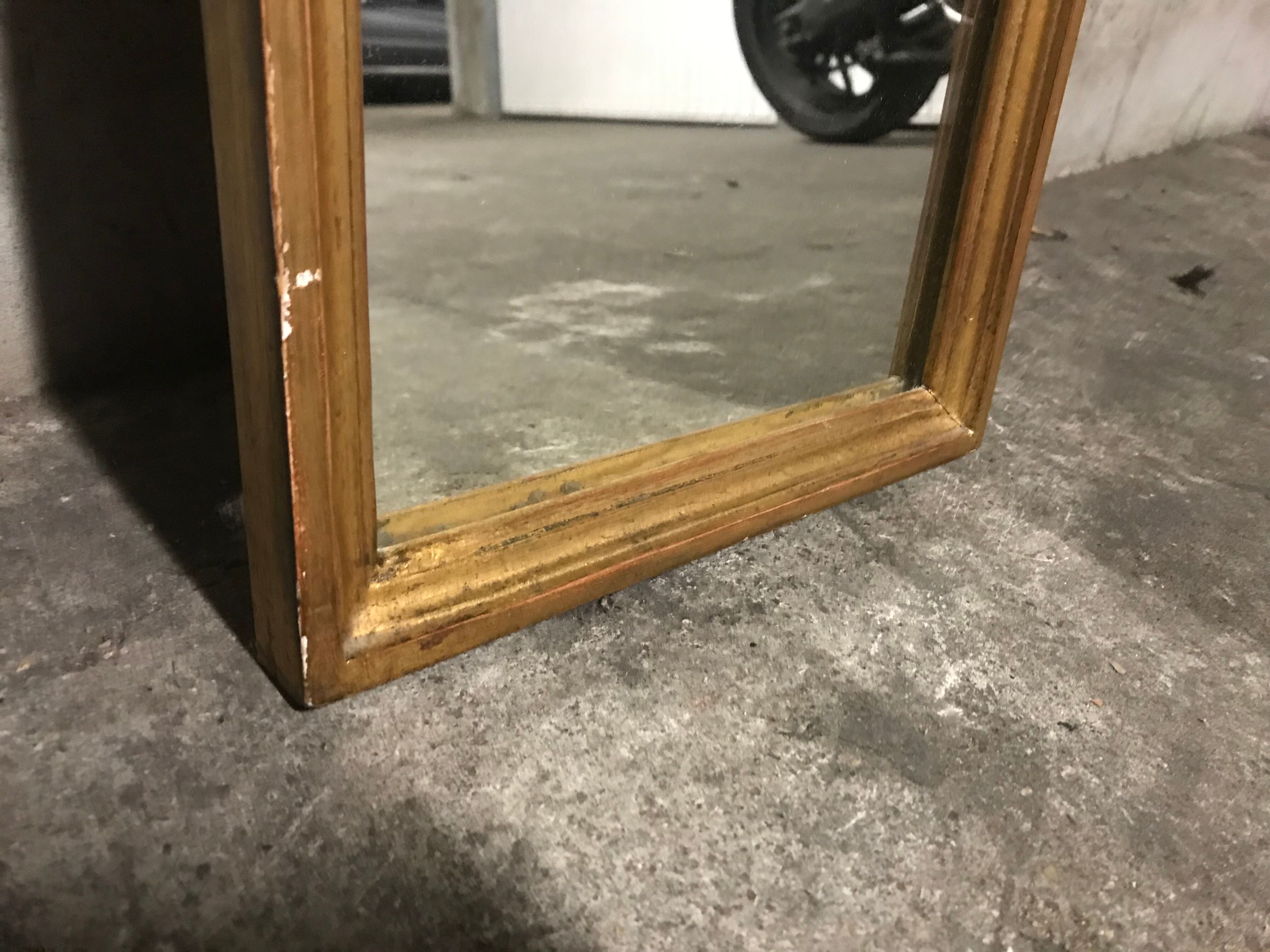 Fitted gilded wood Louis XVI mirror, 113x27cm