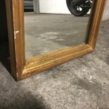 Fitted gilded wood Louis XVI mirror, 113x27cm