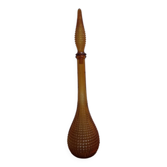 A Very Beautiful Vintage Amber Glass Carafe Empoli Italy