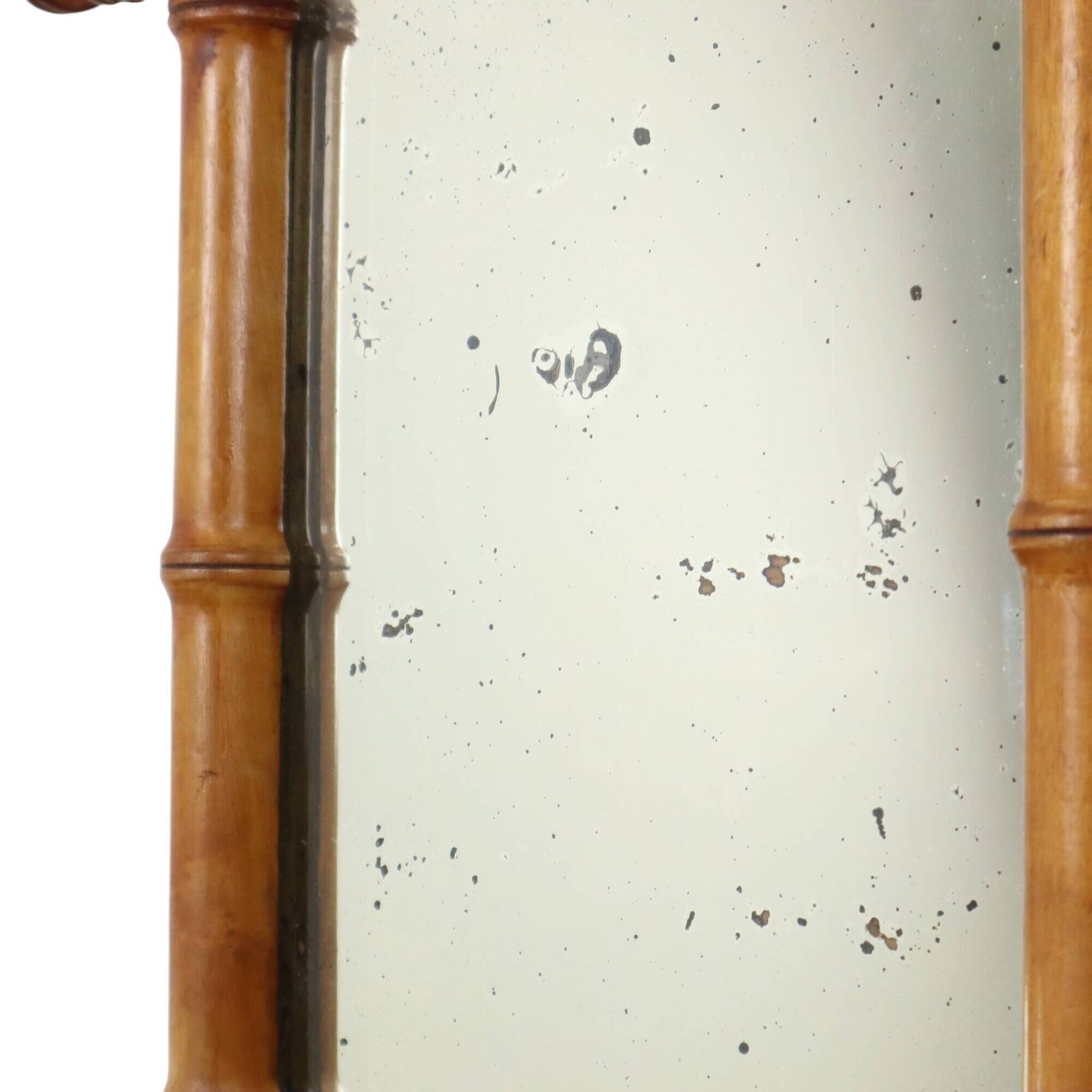 Antique Wooden Faux Bamboo Chinoiserie Mirror 40x34cm