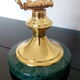 Lampe de notaire banquier ancienne laiton et marbre vert années 50 -