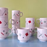 Set of 12 Postmodern Memphis cups by Royal Mosa Maastricht, The Netherlands