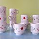 Set of 12 Postmodern Memphis cups by Royal Mosa Maastricht, The Netherlands