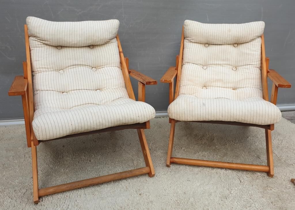 Pair of Kon-Tiki armchairs by Gillis Lundgren 1980's