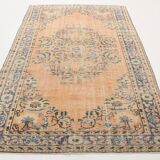 6x9 Peach & Navy Blue Classic Turkish Rug, 180x275Cm