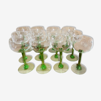 12 Alsace wine glasses Height 14 cm light green color