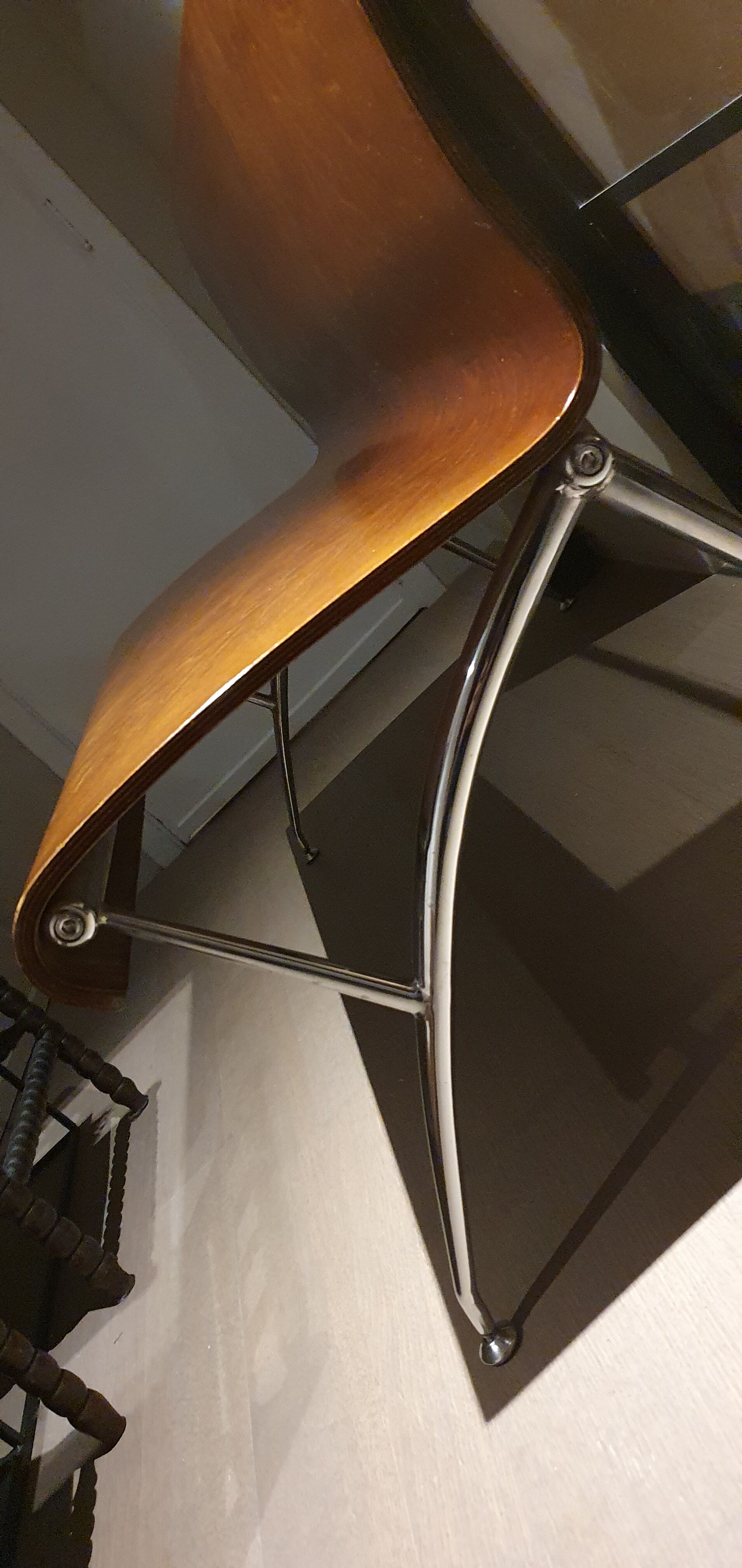 Thermoformed wooden bench. 60s