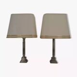 Pair of chrome and brushed metal lamps