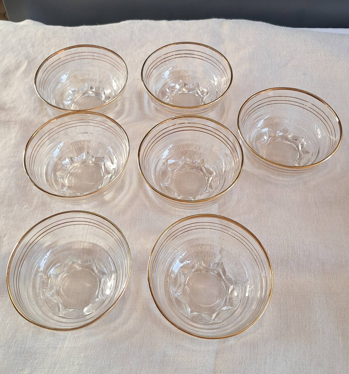 Vintage glassware set with gold filigree – 1960s