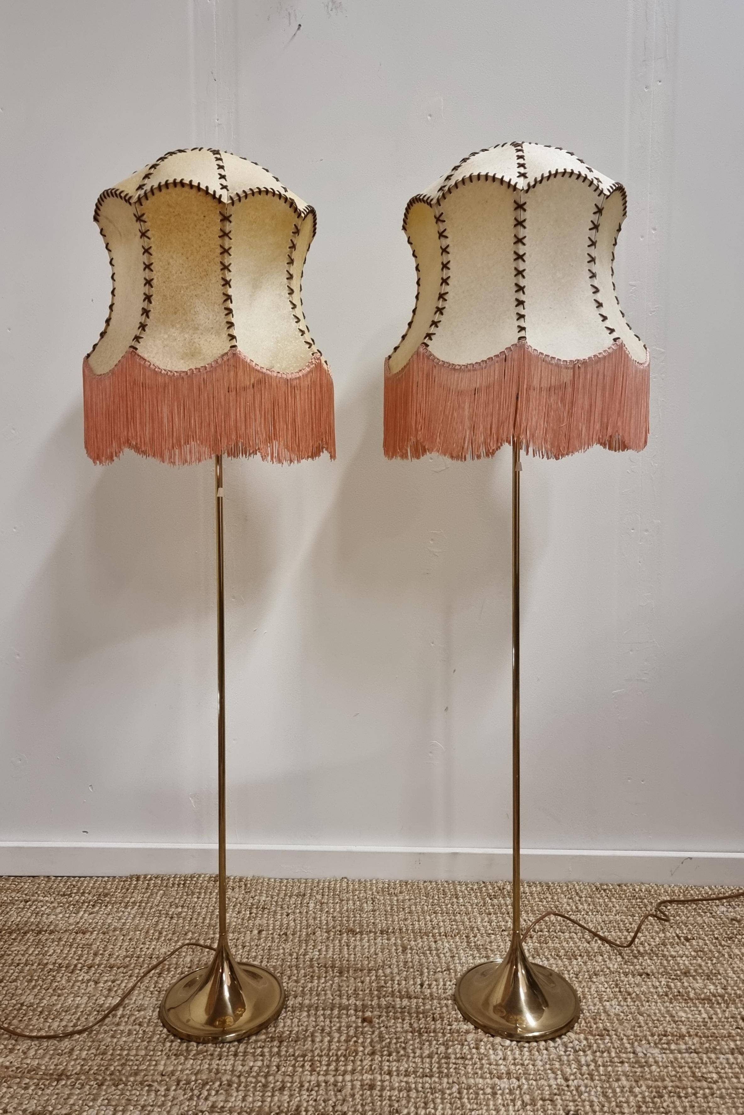 Pair of Bergboms floor lamps, G-024, brass, modern Scandinavian / mid-century style.