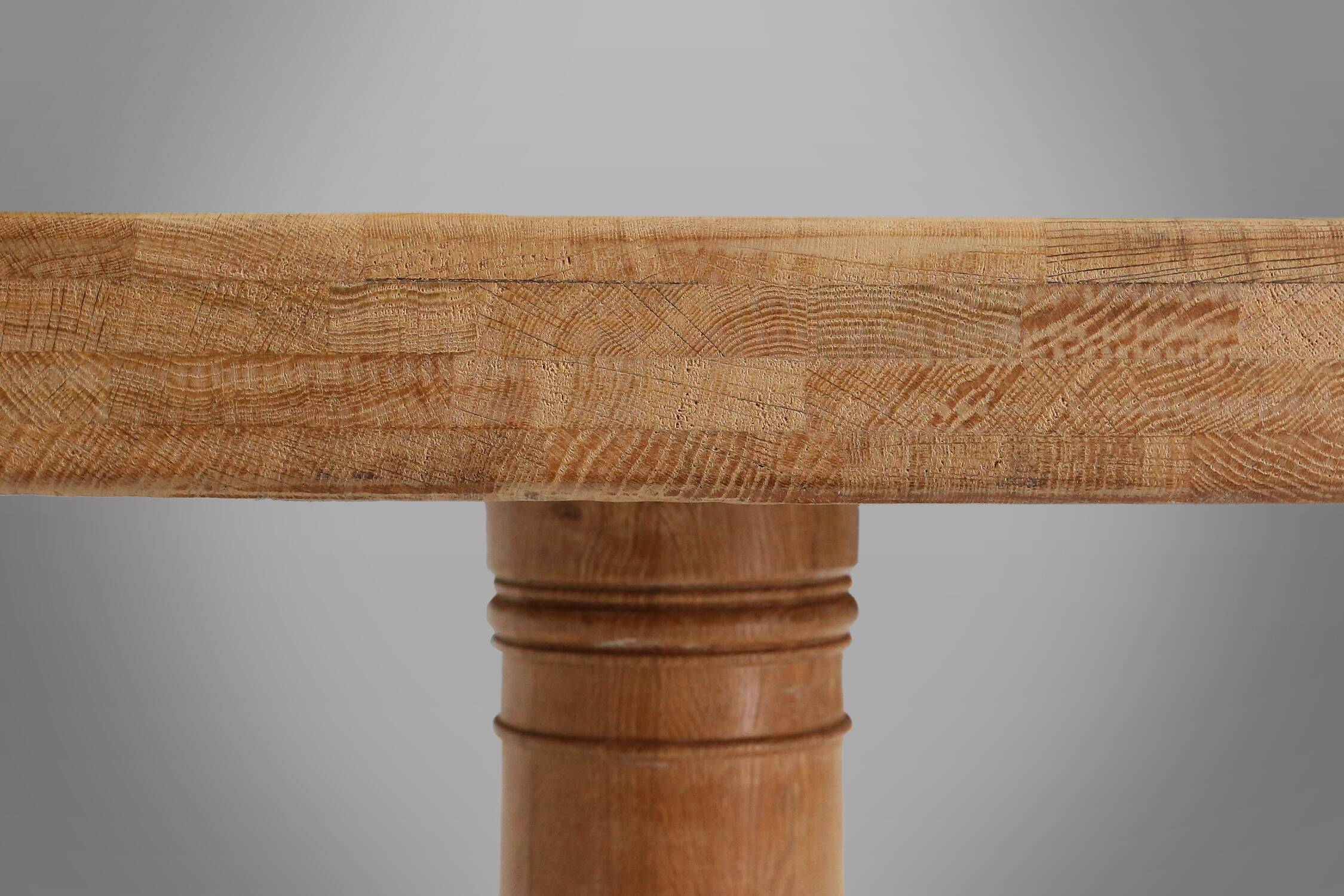 Rustic mid-century French dining table in oak from the 1950s
