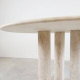 Round italian travertine dining table 1970s