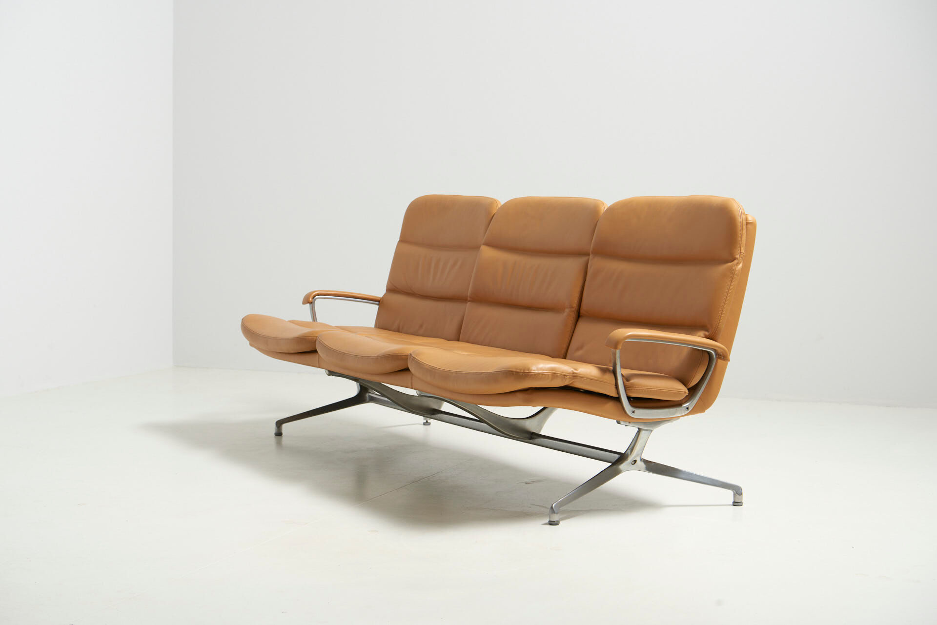 Three Seater Sofa in Leather by Strässle, Switzerland - 1960's