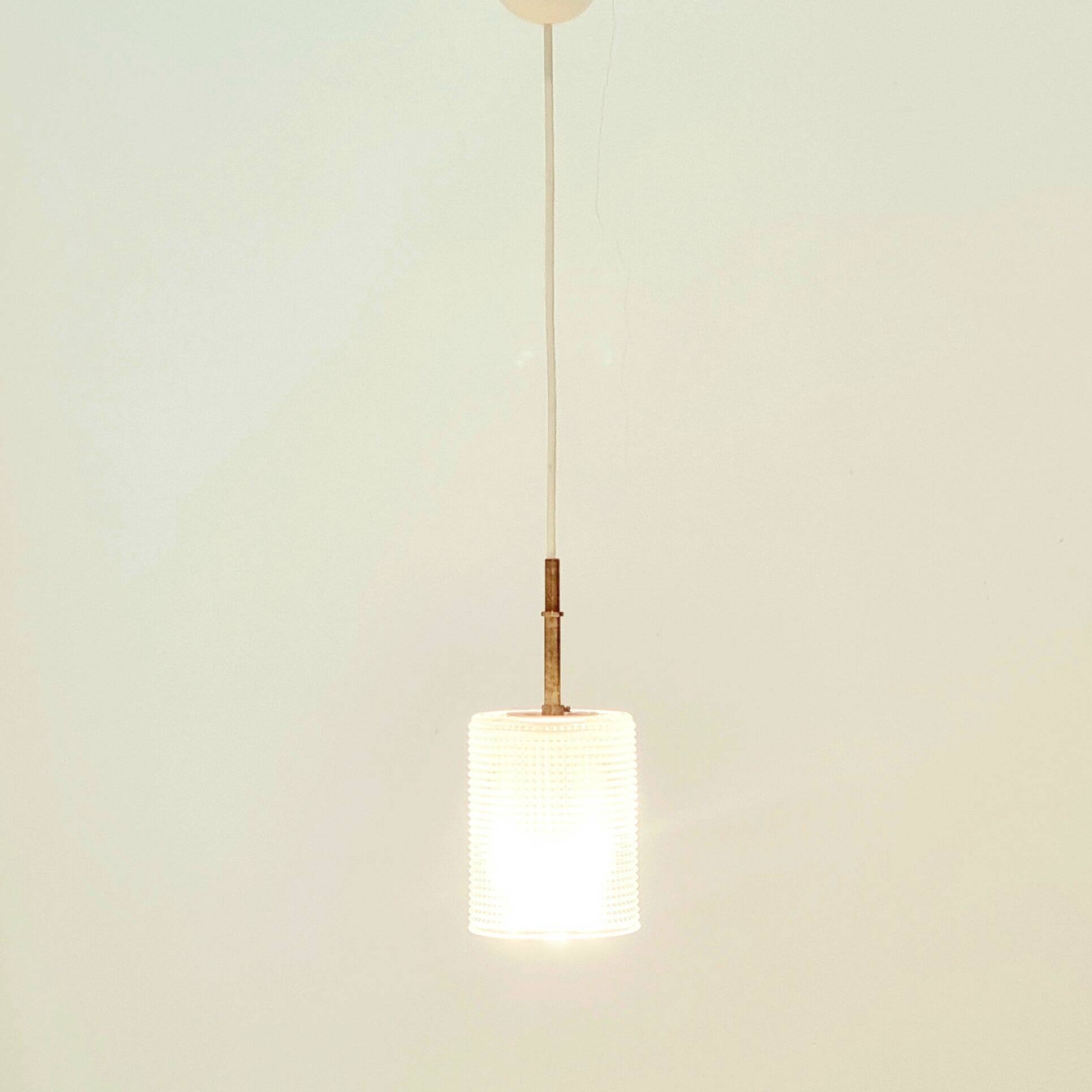 Mid Century Scandinavian Brass & Crystal Glass Ceiling Light By C.Fagerlund