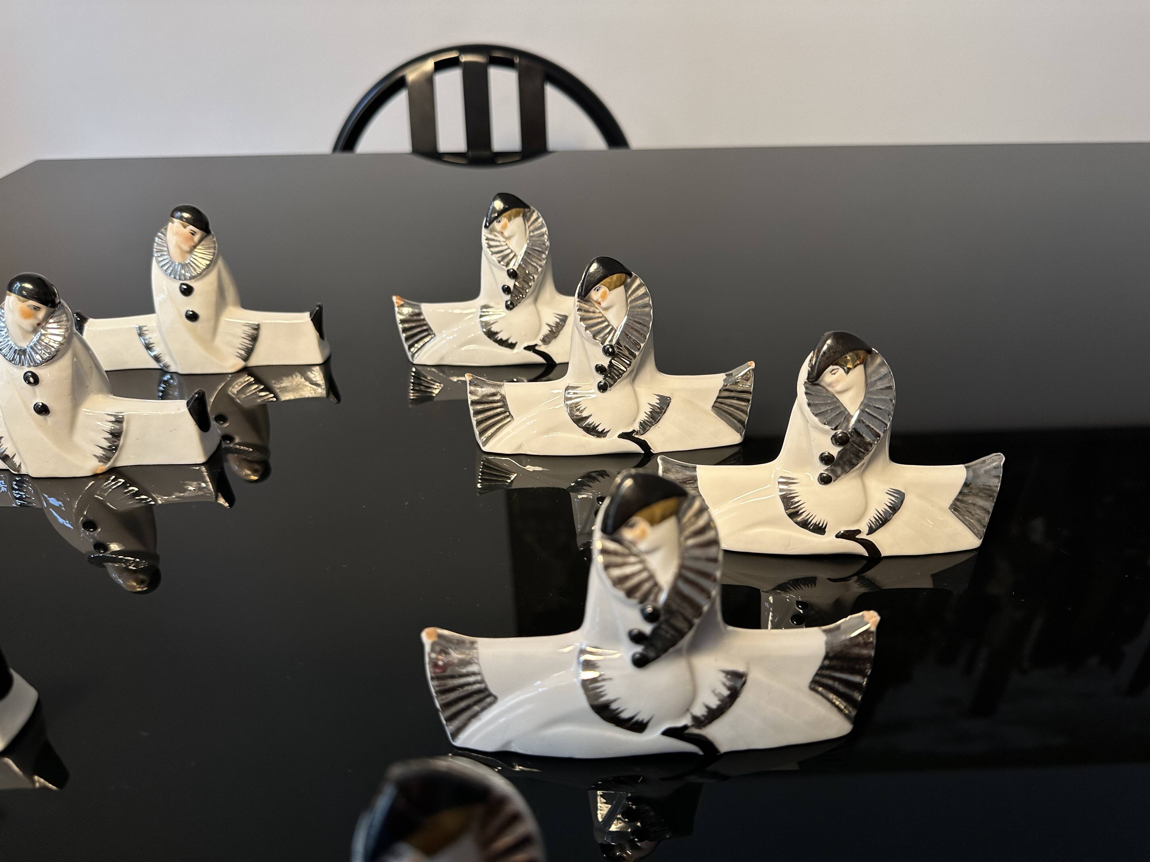 Knife holders (set of 10), Pierrot & Colombine