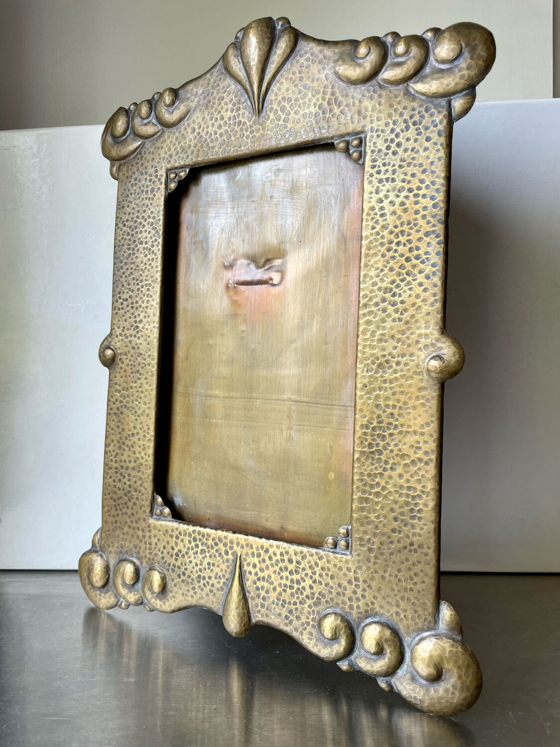 Art nouveau brass metal frame