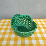 Green ceramic basket basketry Vallauris style Empty-pocket