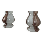 Paire de lampes de table en verre blanc et marron en forme de champignon par Doria Leuchten, 1970