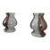 Pair of table lamps in white and brown glass in the shape of a mushroom by Doria Leuchten, 1970.