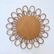 Round mirror flower sun in smoked rattan wicker vintage 1960 1970 47 cm folk