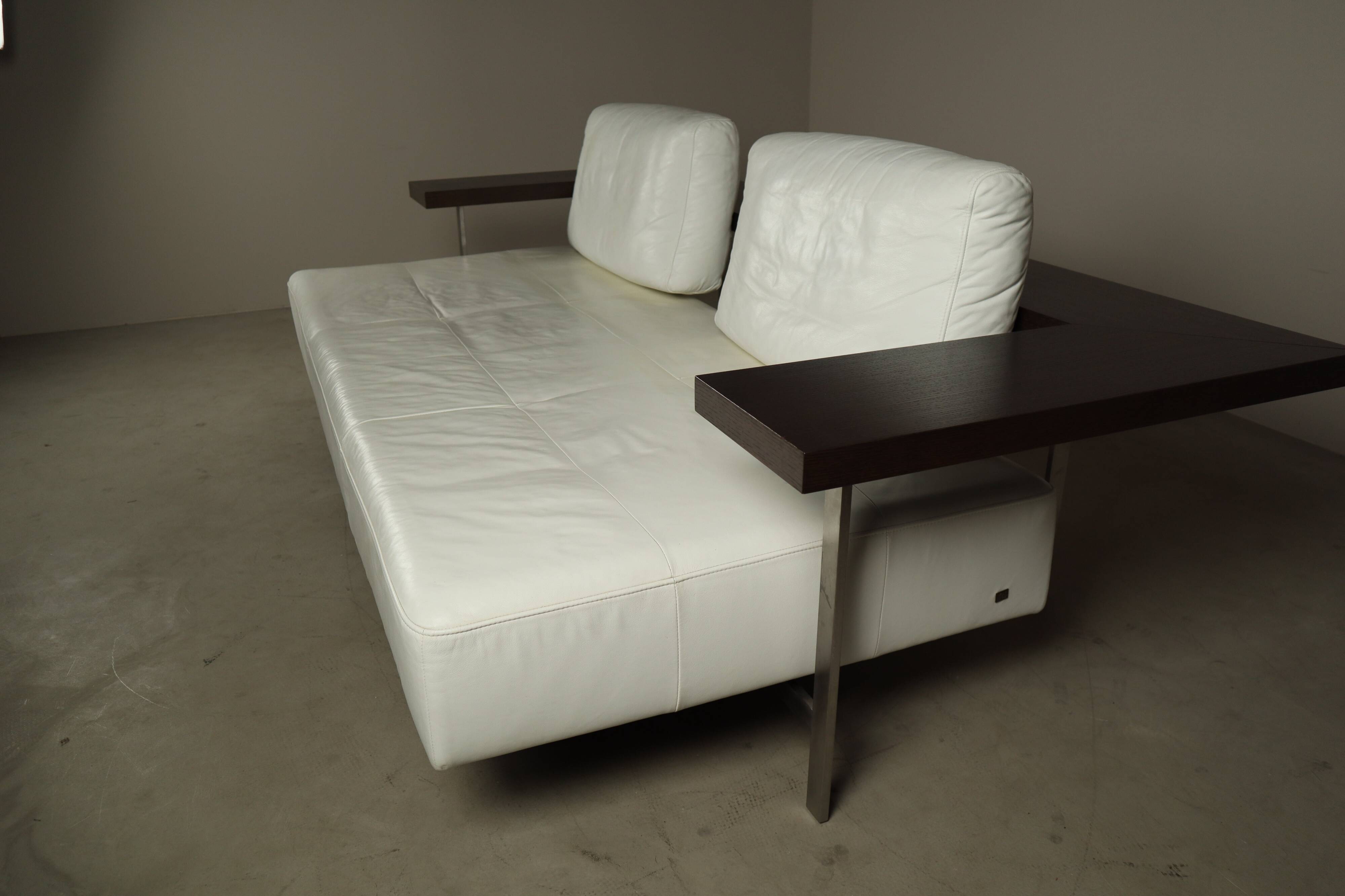 Rolf Benz Dono sofa by Christian Werner in white leather, 1990s
