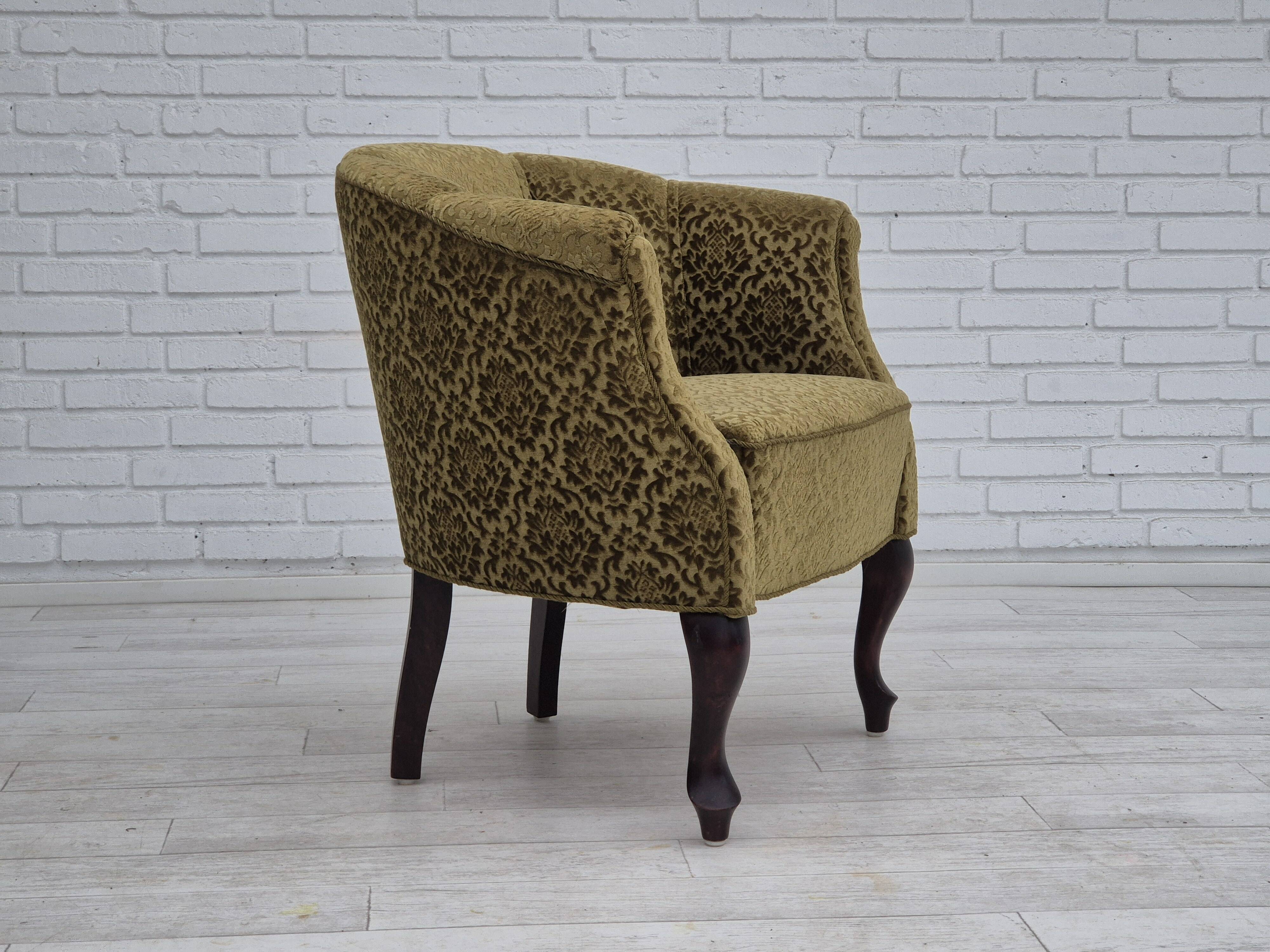 1950s, Danish lounge chair, reupholstered, green furniture fabric.
