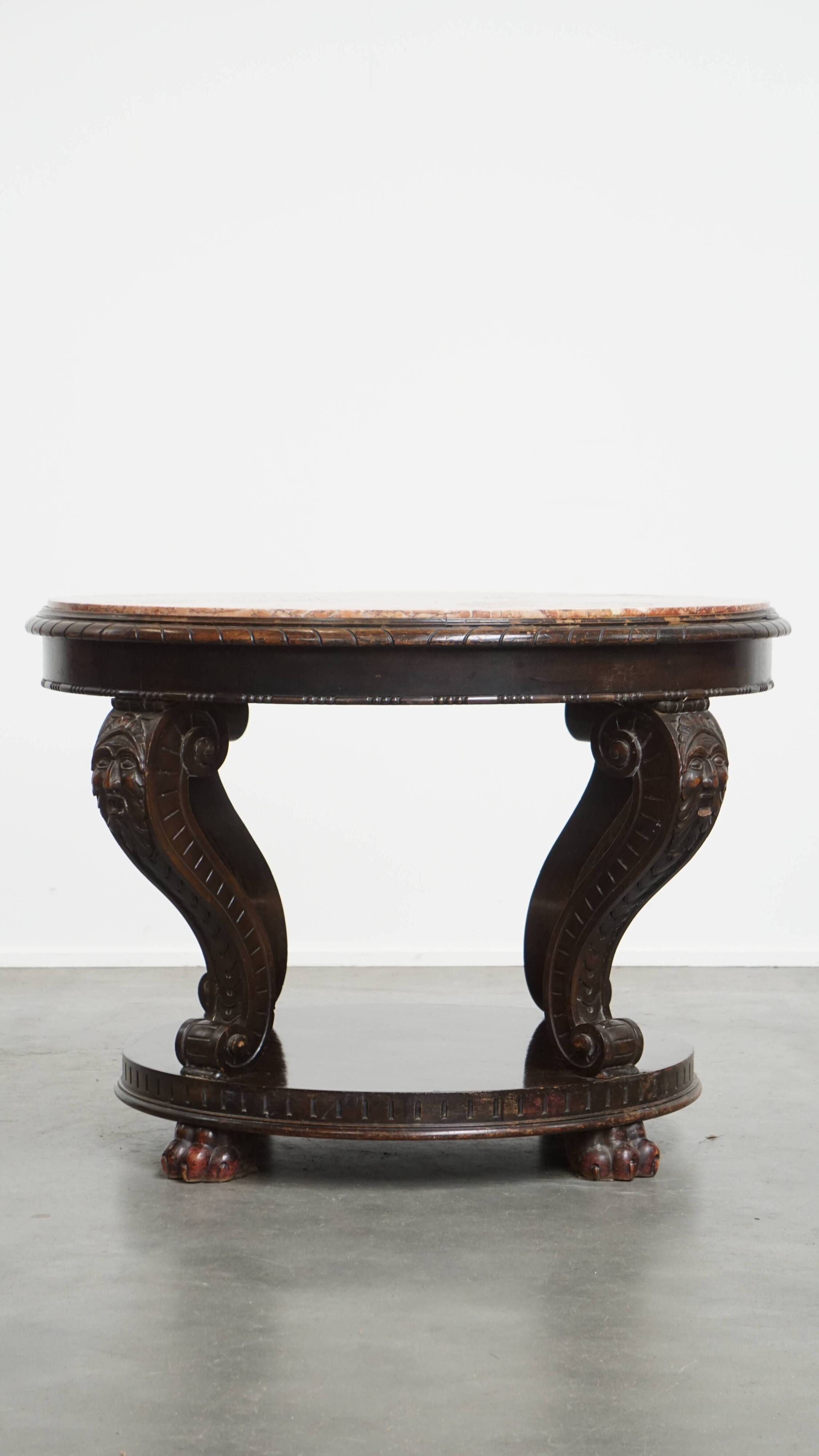 Antique French Side Table from the Early 1900s with a Marble Top