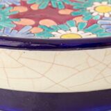 Enamelled cloisonné bowl Art Deco from Longwy, France with daisies, 1930.