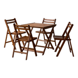 Teak table and its 4 vintage folding chairs