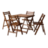 Teak table and its 4 vintage folding chairs