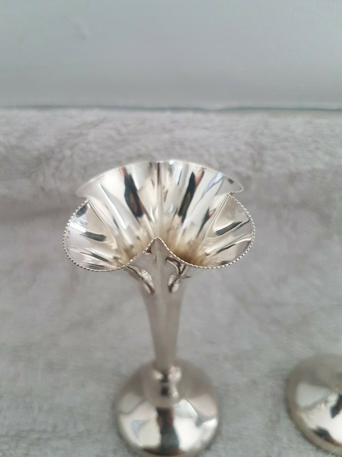 Pair of tulip vases flared collar late 19th century silver goldsmith punches