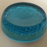 Cast glass moulded turqoise art deco mid century