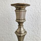 Paire de bougeoirs style néo classique en métal argenté