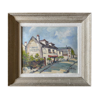 Table HST L'Abreuvoir café de Montmartre Paris 1950 signed C. Fontagne